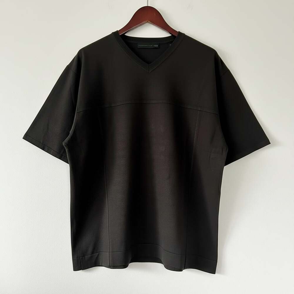 Vintage 90s Metropolitan View 70% Silk Short Sleeve V-Neck Knit Top Black XL